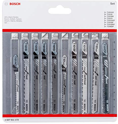 Bosch Professional 10tlg. Stichsägenblätter Set Clean (für Holz & Laminat, Zubehör für Stichsägen mit T-Schaft Aufnahme)