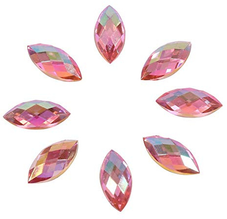500 Stück Strass-Steine Flatback Clothing Zubehör, 7 x 15 mm, Kristall, AB-Kristall, Wassertropfen, Acryl-Kristall, Spezialeffekte, 5 Farben zur Auswahl (Rosa)