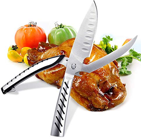 Multifunktions Küchenschere, AlfaView Auseinanderbare Geflügelschere Edelstahl Heavy Duty Schere mit scharfen Klinge für Huhn, Geflügel, Fisch, Fleisch, und BBQ 's mit Flaschenöffner (Silber)