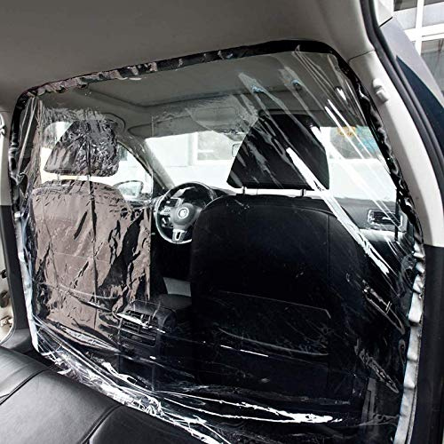 REKOBON Car Taxi Isolation Film, Fully Enclosed Anti-Saliva Transparent Protective Cover, Partition Screen Protective Net for Car SUV Front and Rear, 1.4x2M Plastic