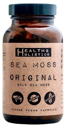 Sea Moss Capsules (St. Lucia - 120 caps) Organic | Wild Crafted | Non GMO | 92 Minerals - Containing Essential Vitamins and Minerals