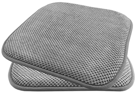 TRISENS Komfortable & praktische Gel-Kissen 40x40 - Stuhlkissen mit modernem Memory-Schaumstoff - gepolsterte Sitzkissen Out- und Indoor Gartenkissen Stuhlauflage rutschfest, Farbe:Hellgrau, Set:2er