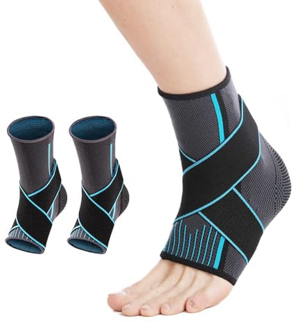 TOFBS 1 Paar Knöchelbandage, Einstellbar Sprunggelenkbandage, Fußbandage, Bandage Sprunggelenk, Fußgelenkbandage mit Klettverschluss für Damen & Herren Knöchelschmerzen (Blau)