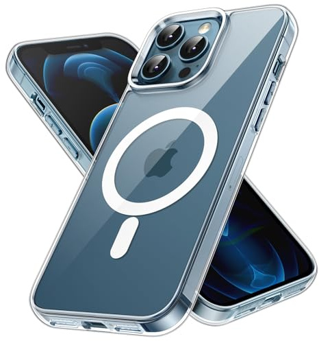 JETech Magnetische Hülle für iPhone 12 Pro Max, Durchsichtig | Kompatibel mit MagSafe, Stoßfeste Handyhülle, Kratzfest, Transparente Rückseite