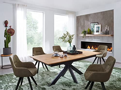 möbelando Esstisch TI-0595 aus Wildeiche massiv mit Auszug in Natur geölt. Abmessungen (BxHxT) 160x75x90 cm