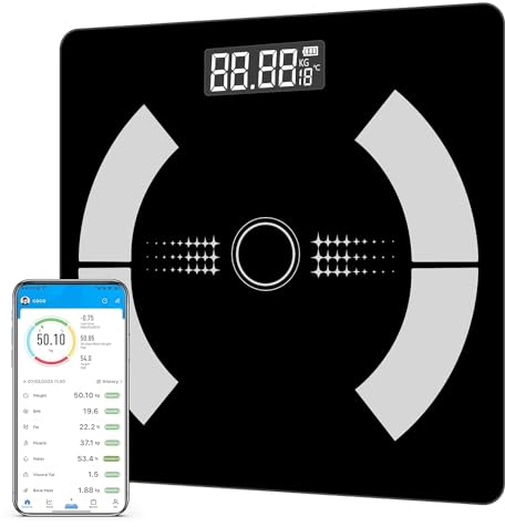 Scales for Body Weight, Digital Bathroom Scales with App Bluetooth Weighing Scales Body Composition Analyzer for Weight Loss, BMI, Muscle Mass Track
