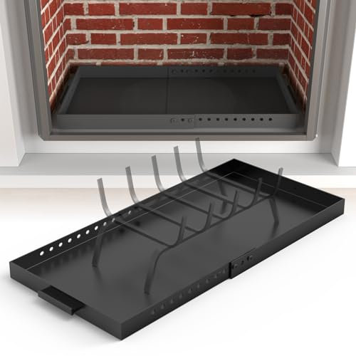 Air Jade Erweiterbare Kaminschale, verzinkter Stahl, Aschekasten mit Griffen zum Sammeln von Asche, verstellbar bis zu 80 x 38,1 cm, Gluthalter, Kaminpfanne, schwarz, rechteckig