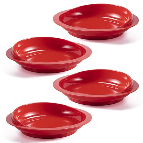 Paquete de 4 platos antiderrames con bordes redondeados, preparación de alimentos sin costuras y fácil de comer, perfectos para adultos con discapacidad y pacientes ancianos, ayudas de vida diaria