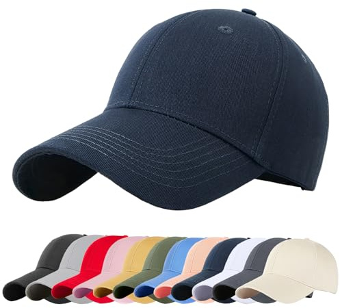 Enwokran Baseballkappe Herren Basecap Damen, Unisex Klassische Sonnenschutz Baumwolle Verstellbar Sport Mütze Atmungsaktiv für Sport Wandern Ausflug (Marine)