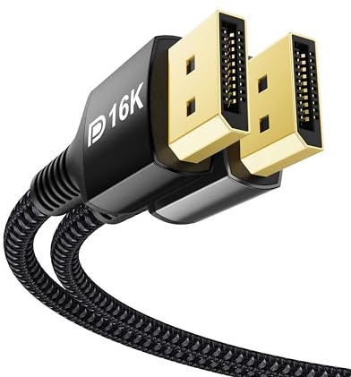 Stouchi Cable DisplayPort 2.1 DP2.1 16K @60Hz, 10K@60Hz, 8K @120Hz, 4K @240Hz/165Hz/144Hz, 2K @240Hz/360Hz 80Gbps HDR HDCP 2.2 DSC 1.2a FreeSync G-Display Port 2.1 Cable para monitor de juegos-33