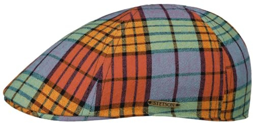 Stetson Texas Colour Check Flatcap Karo Stil UV Schutz 40+ Herren Made in EU Frühjahr Sommer bunt M (56-57 cm)