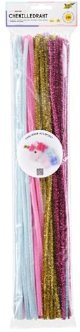 folia 778192 - Chenilledraht Bastelset UNICORN, Pfeifenputzer für Kinder und Erwachsene, 100 Stück sortiert in 10 Farben, Durchmesser 8 mm und 50 cm lang, zum Gestalten kleiner Chenille-Figuren