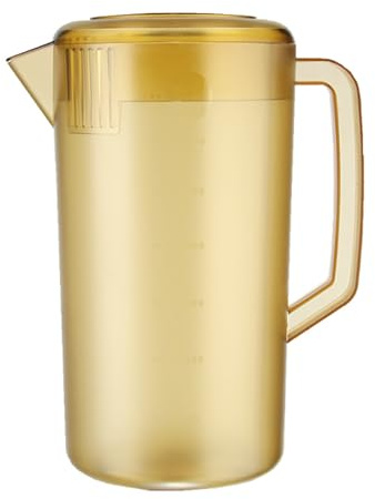 MISNODE Pichet à Eau en Plastique avec Balance et Couvercle, Bouteille de Jus de Boisson, Carafe à Eau pour Thé Glacé, Jus de Limonade, Boisson au Lait, Carafe de Bouteille D'eau pour(Marron, 5L)