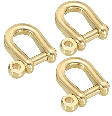 PATIKIL 3Pcs Manilles à Anneau en D 1/4 Pouce Largeur Intérieure | Crochet de Clé Fob de Type U en Laiton Pure, Petite Manille à Nœud, pour le Remplacement du Cuir Artisanal Bricolage