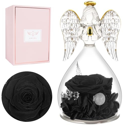 Miofula Rosa Eterna Regalos Originales para Mujer,Flores Preservadas Ángel Figura Regalo Cumpleaños Mujer Madre, Flor Eterna Regalo Aniversario Pareja, Regalo Novia Mama Abuela Navidad Dia De la Madre