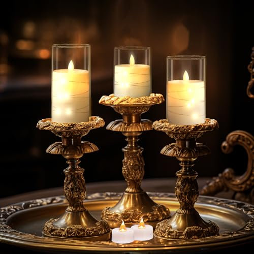 6PCS LED Candele senza fiamma a batteria Candele LED candele finte fiamma oscillante set candele a pilastro in vera cera con timer remoto Ø7,5 cm altezza 10/12,5/15 cm con 3 candele per Festivals Deco