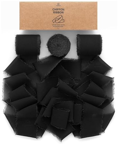 Vitalizart Chiffonband Schwarz 3,8 cm x 19,2 m Geschenkband Breit