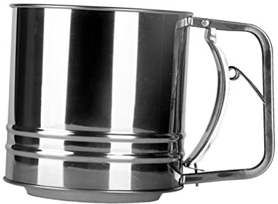 FUNOMOCYA Stainless Steel Flour Sifter and Powder Strainer Large Hand Crank Portable Baking Tool for Coffee and Flour Sifting