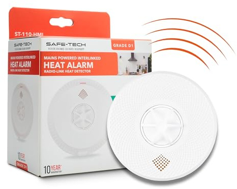 SAFE-TECH Mains Powered Interlinked Heat Alarm for Kitchen
