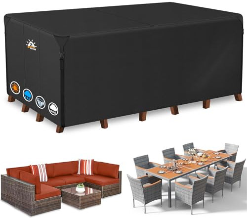 Zettum Housses pour Salons de Jardin 242 x 182 x 100 CM, Housse de Table Jardin Rectangulaire Imperméable Anti-UV 600D Tissu Oxford Bache Table Exterieur