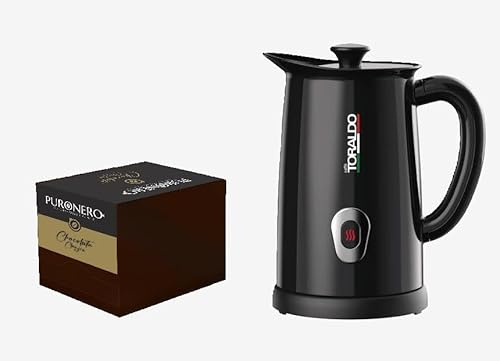 MILK FROTHER CAPPUCCINATORE NERO CAFFÈ TORALDO IN OMAGGIO CONFEZIONE DA 10 BUSTINE DI CIOCCOLATA CLASSICA PURONERO