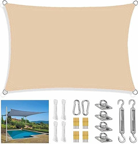 Garden Sunshade UV Resistant with Fixing Kit and 4 Ft Rope Rectangular Square Sunshade Awning for Backyard Terrace Patio Sun Sail Shade 2m 2.5m 3m 3.6m 4m 5m 6m 7m 8m Large (Size: 2x4M)