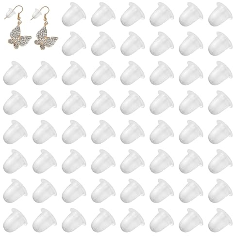 FOMGIIN 250 unidades de tapones de silicona para pendientes, cierres de pendientes, cierre de tuerca de cierre transparente para mujer, para manualidades (tamaño 4 x 5 mm)