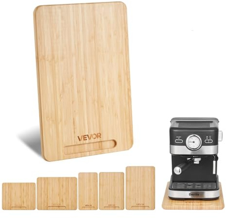 VEVOR Plateau Coulissant pour Appareils de Cuisine, 36,8x19,1 cm, Plateau Roulant avec Roulettes Caoutchouc, Poignée Creuse, Planche Mobile, pour Cafetière, Petit Électroménager Cuisine, Couleur Bois