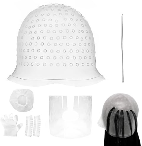 Bonnet pour Meches et Balayage,Bonnet à Meches,Bonnet pour Meche en Silicone avec Crochet,Bonnet a Meches Professionnel,Chapeau de Coloration Reutilisable,Convient pour Les Filles et Les Femmes
