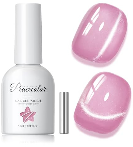 PEACECOLOR 10 ml UV-nagellack Cat Eye Rosa, Cat Eye Gel med magnet, gelnagellack Soak Off Gel Nagellack för Nail Art Manikyr DIY hemma