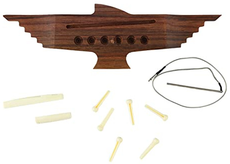 KIMISS Steg-Set für Akustikgitarre aus Palisander mit Sattel und Sattel – 10-teiliges Zubehör für 6-saitige Musikinstrumente mit Tonabnehmer – Gitarrenbrücke mit Verbessertem Schallpegel