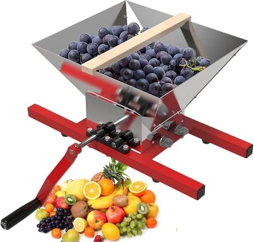 Apfelzerkleinerer Edelstahl Manueller Entsafter Abnehmbare Tragbare Obstmühle Große Kapazität Kein Strom Erforderlich, Ideal für Obst und Gemüse
