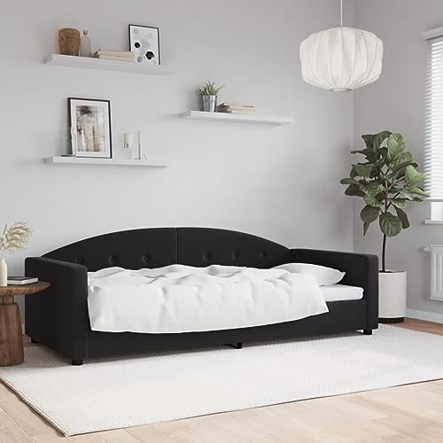 YuuSsea Tagesbett Schwarz 90x190 cm, Samt Bezug, Metall Massivholz Gestell, Schlafsofa für Gästezimmer, Modernes Design, Robuste Konstruktion