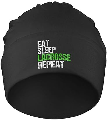 Herren Damen Kopf Wraps Essen, Schlafen, Lacrosse, Wiederholen – Lustige Lacrosse-Geschenke Nachtmütze Bequeme Beanie Mütze Weich Sportmütze Für Skifahren Winter Angeln