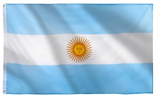 Bandera Grande de Argentina 90x150 cm (5x3ft) Gigante Estandarte argentino para Mundial de Fútbol 2026 Fiesta Nacional Juegos Olímpicos Deportes Decoración Adornos Bar Jardín Calle Tifosos