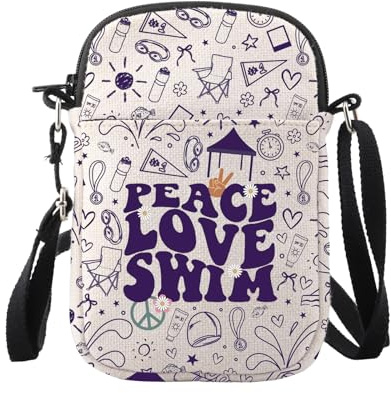 Simare crossbody väska simning älskare gåva simmare axelväska simma tränare gåvor, Peace Love Swim Cb3