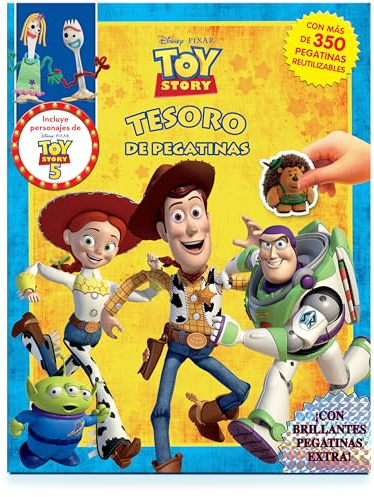 Disney - Pixar Toy Story Tesoro de Pegatinas - Libros de actividades para niños, 350 pegatinas reutilizables, pegatinas brillantes extra, 96 páginas de diversión