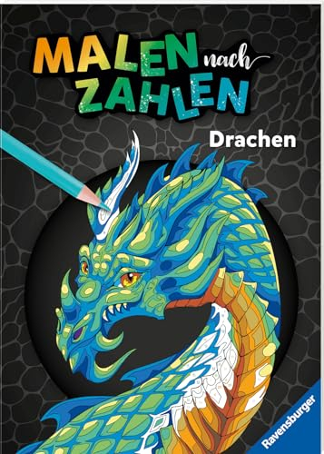 Ravensburger Malen nach Zahlen Drachen - 32 Motive abgestimmt auf Buntstiftsets mit 24 Farben (Stifte nicht enthalten) - Malbuch mit nummerierten Ausmalfeldern für fortgeschrittene Fans der Reihe
