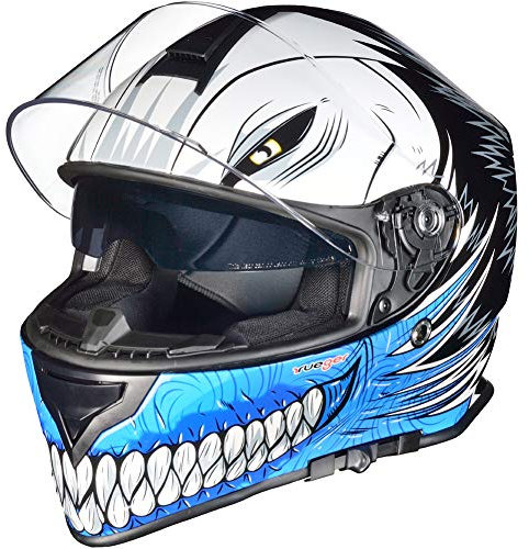 RT-824 Integralhelm Motorradhelm Kinderhelm Motorrad Integral Roller Helm rueger, Farbe:Blue Hollow, Größe:L (59-60)