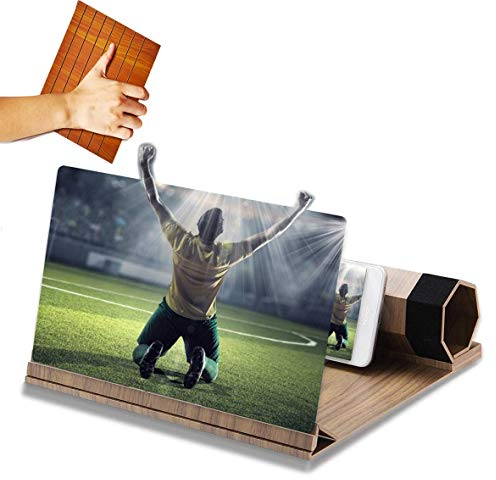 LeeBY Phone Screen Amplifier, 12 inch 3D Phone Screen Magnifier Enlarge, Solid Wood Grain 3D HD Screen Foldable Stand Holder for iPhone, Samsung, Watch TV Show Movies Amplifier (Color : A)