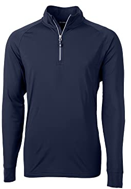 Cutter & Buck Adapt Eco Knit Pull à Manches Longues pour Homme avec Fermeture éclair Quart de Longueur, Bleu Marine, XXXL, Bleu Marine, 3XL
