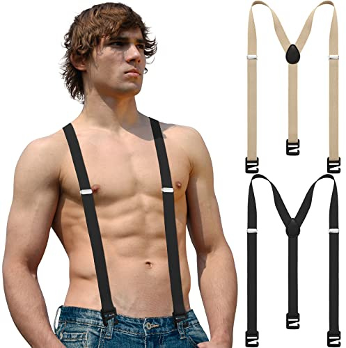 Janmercy 2 Pcs Hidden Suspender for Men, Y- Back 2Color 53in-3xl
