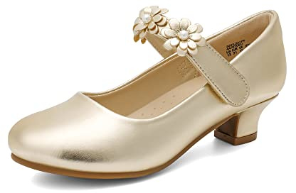 DREAM PAIRS Mary Jane Strap Zapatos Planos Bailarinas Princesa Zapatos Escolares,Size 32,Oro,SDFL2317K