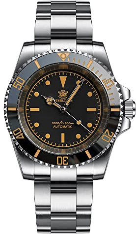 Steeldive SD1954V 41 mm Edelstahl-Herrenuhren, 300 m wasserdicht, Vintage, leuchtende Schiebeverschluss, NH35, automatische Taucheruhr