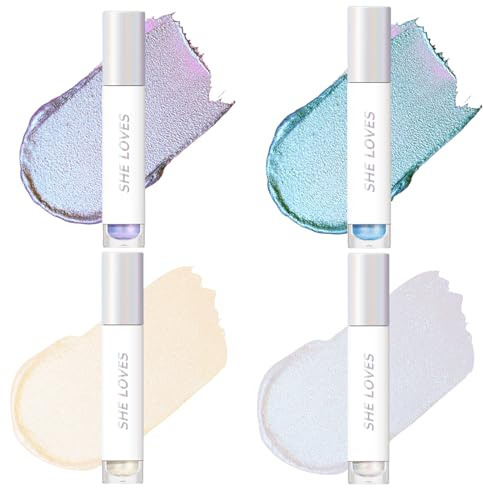 EnMart Lot de 4 fards à paupières liquides polarisés, imperméables, longue durée, contour, fard à paupières, crème de beauté, pour éclaircir les yeux et les joues