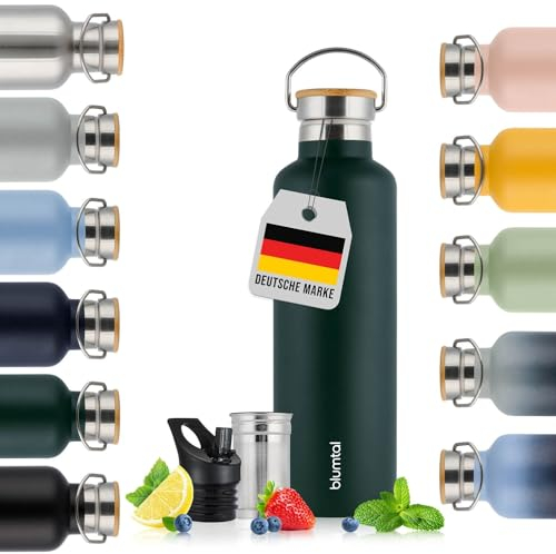 Blumtal Thermosflasche 750ml - doppelwandige Trinkflasche Edelstahl 750ml - Isolierflasche 750ml BPA frei - Edelstahl Trinkflasche - Teeflasche - Trinkflasche Thermo 750ml - Sportflasche - Dark Green