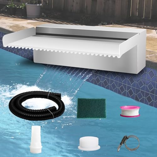 Weejian Pool Brunnen Edelstahl Teich Wasserfall Spillway Kits für Innen-/Außendekorativ, 30x20x10cm Pool Wasser Feature für Garten Patio, Hinterhof Koi Teich Dekor (kein LED-Licht)
