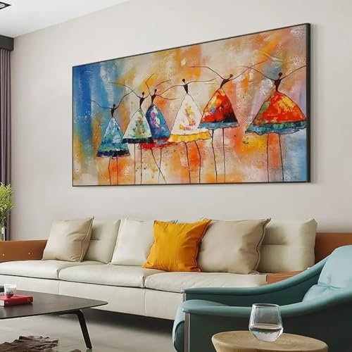NXMYDBD Skandinavische klassische Wandkunst, abstrakte Ballerina, buntes Kleid, HD-Leinwanddruck, Heimschlafzimmer, Wohnzimmerdekoration, 70 x 140 cm (28 x 55 Zoll), ungerahmt