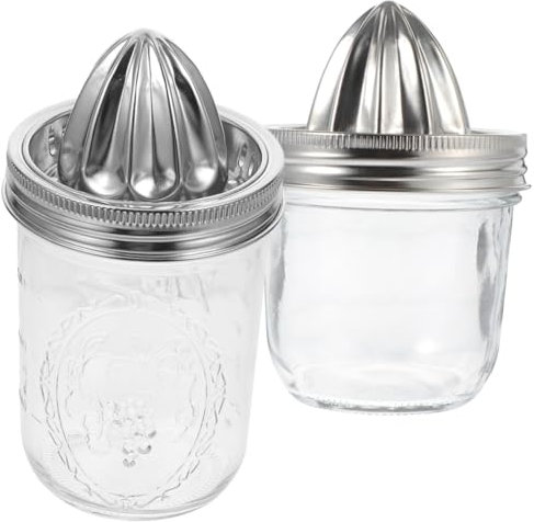 VOSAREA Handheld Citrus Juicer Stainless Steel Manual Lemon and Orange Squeezer Can Lid 480ml and 280ml Capacity for Home Fruit Juice Extraction 2pcs