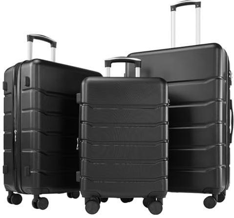 Sweetcrispy Kofferset 3 Teilig Hartschale-Reisekoffer Set ABS+PC Erweiterbar, TSA Schloss, Leise 360°-Rollen, 20/24/28 Zoll (M/L/XL)-Leichtes Koffer Set, Handgepäck Geeignet